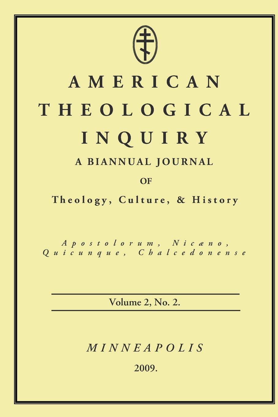 Vorderes Coverbild American Theological Inquiry, Volume Two, Issue Two