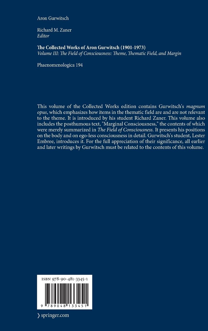 Rückseitencover The Collected Works of Aron Gurwitsch (1901-1973)