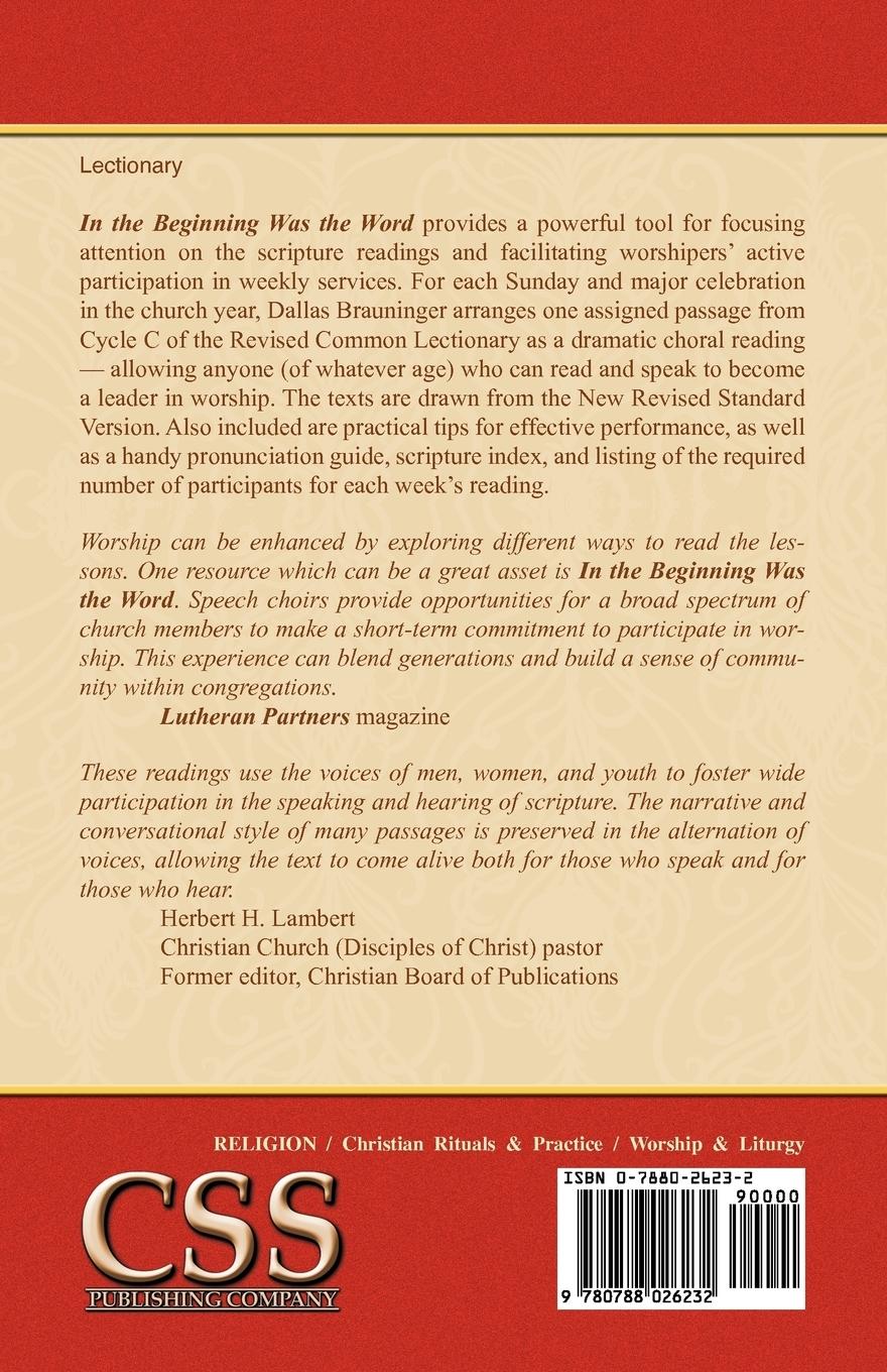 Rückseitencover IN THE BEGINNING WAS THE WORD, CYCLE C