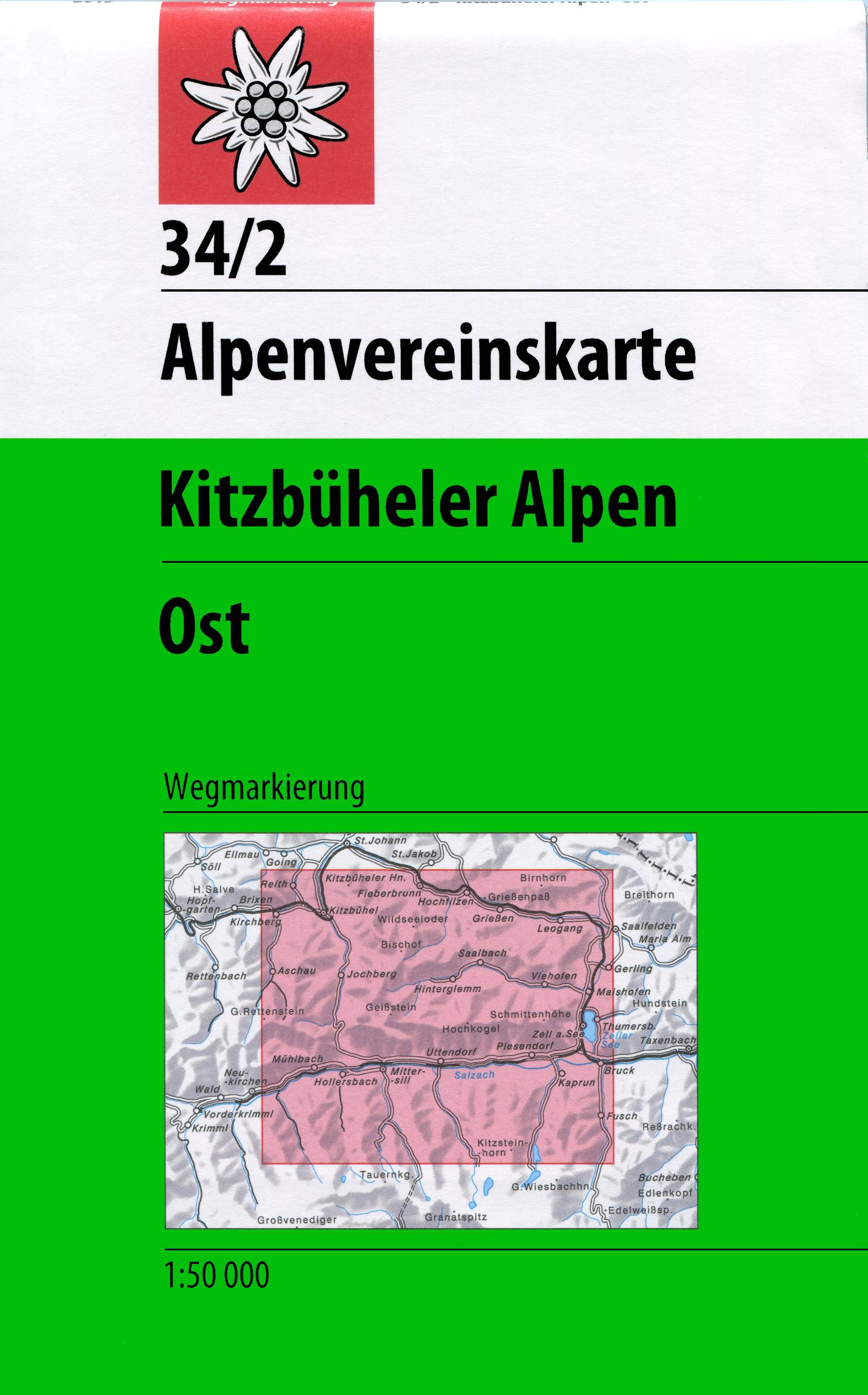 Vorderes Coverbild DAV Alpenvereinskarte 34/2 Kitzbüheler Alpen Ost 1 : 50 000 Wegmarkierungen
