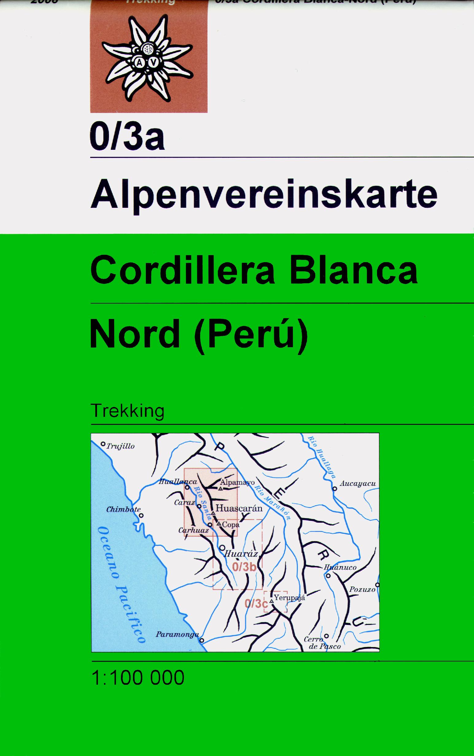 Vorderes Coverbild DAV Alpenvereinskarte 0/3A Cordillera Blanca Nordteil 1 : 100 000