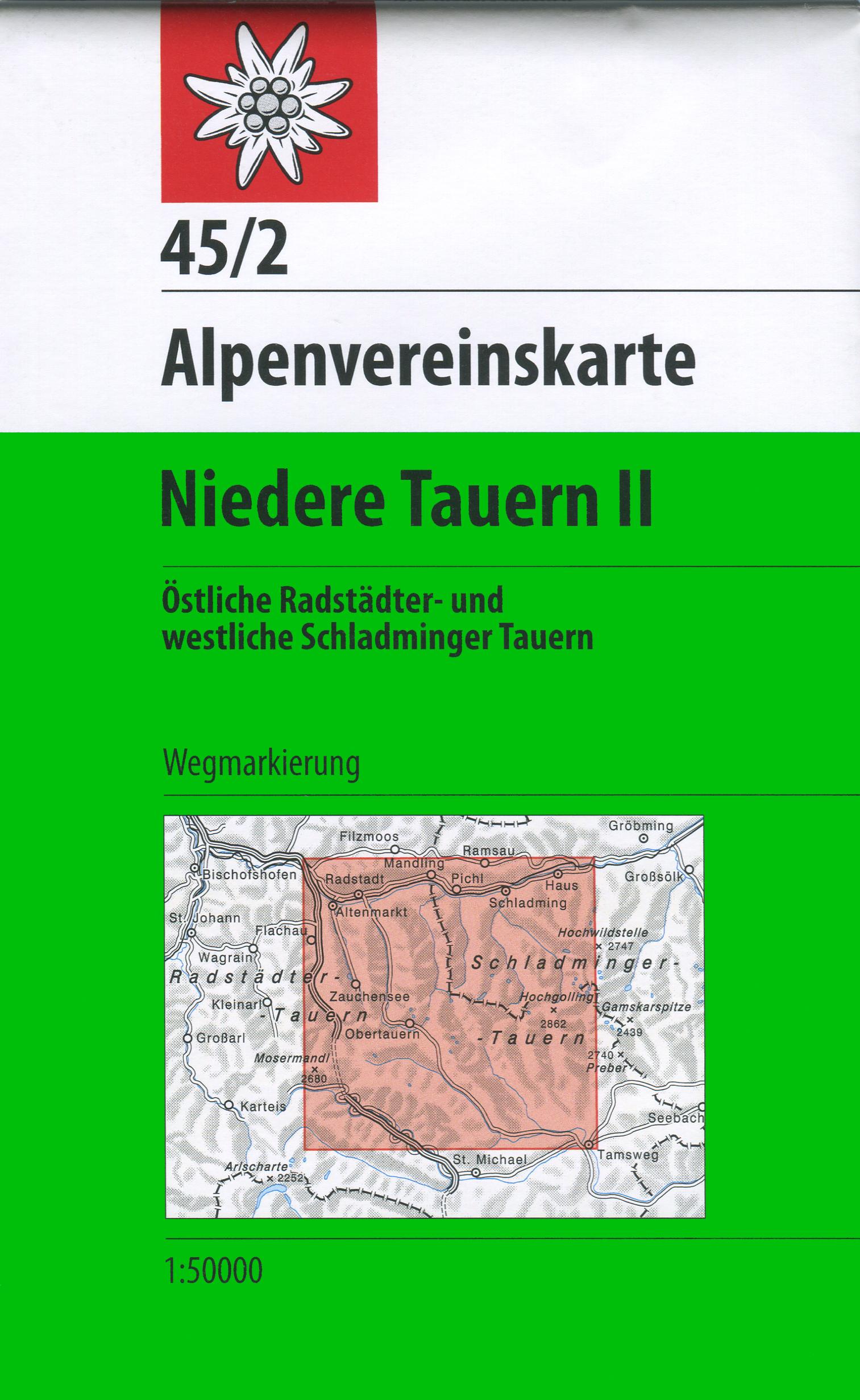 Vorderes Coverbild DAV Alpenvereinskarte 45/2 Niedere Tauern 2. 1 : 50 000 Wegmarkierung