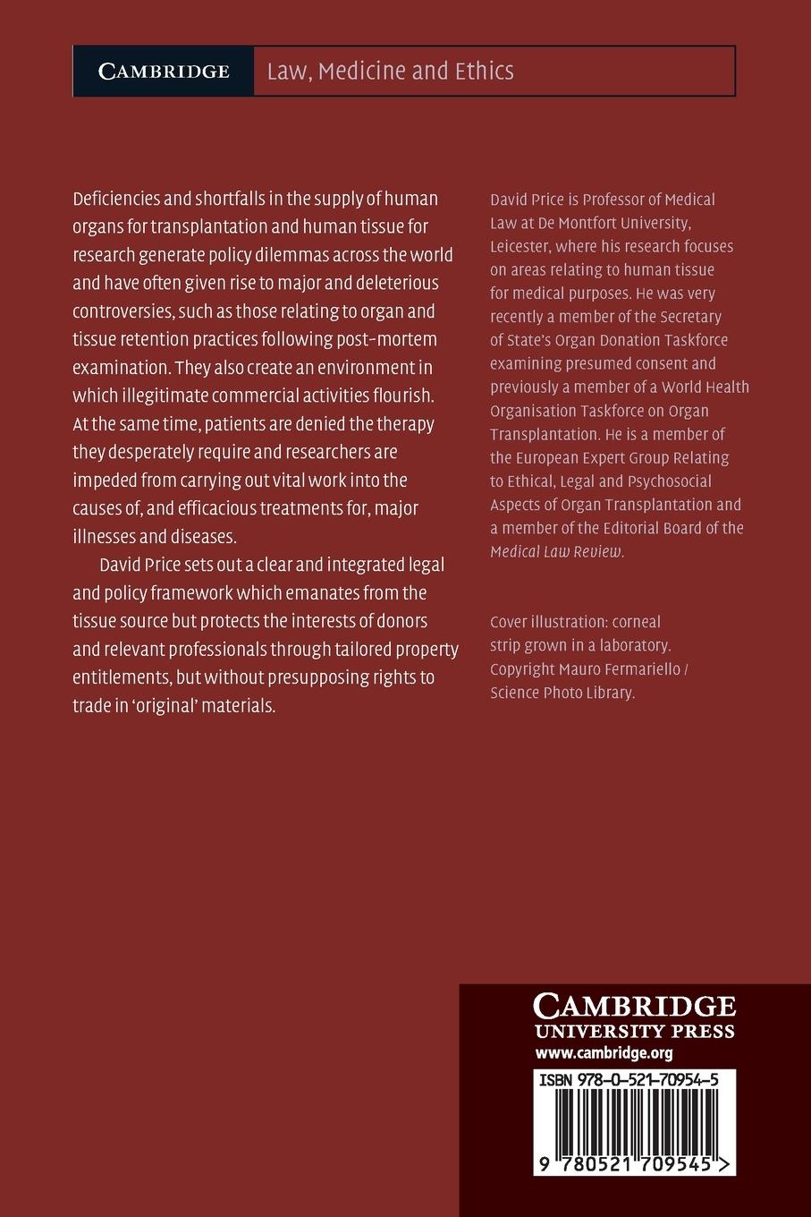 Rückseitencover Human Tissue in Transplantation and Research