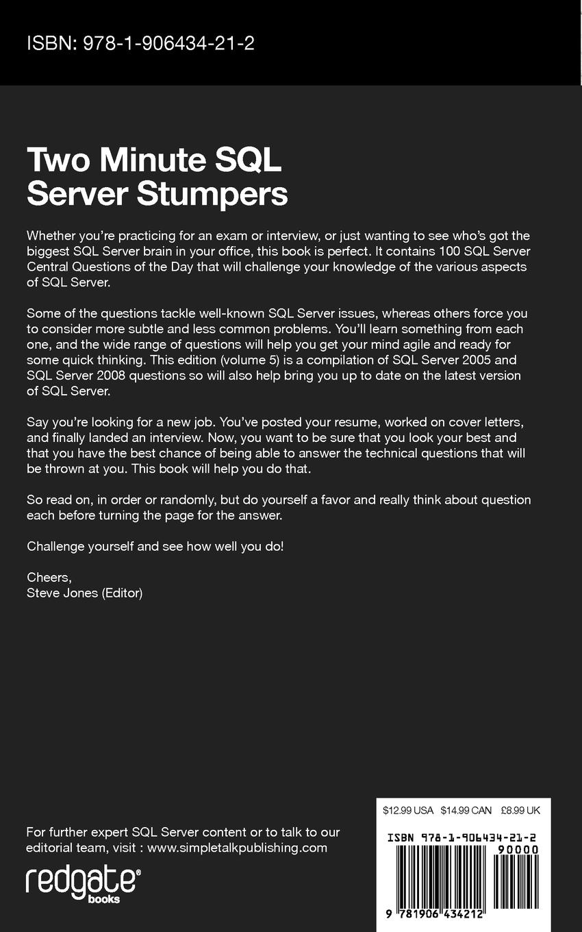 Rückseitencover Two Minute SQL Server Stumpers