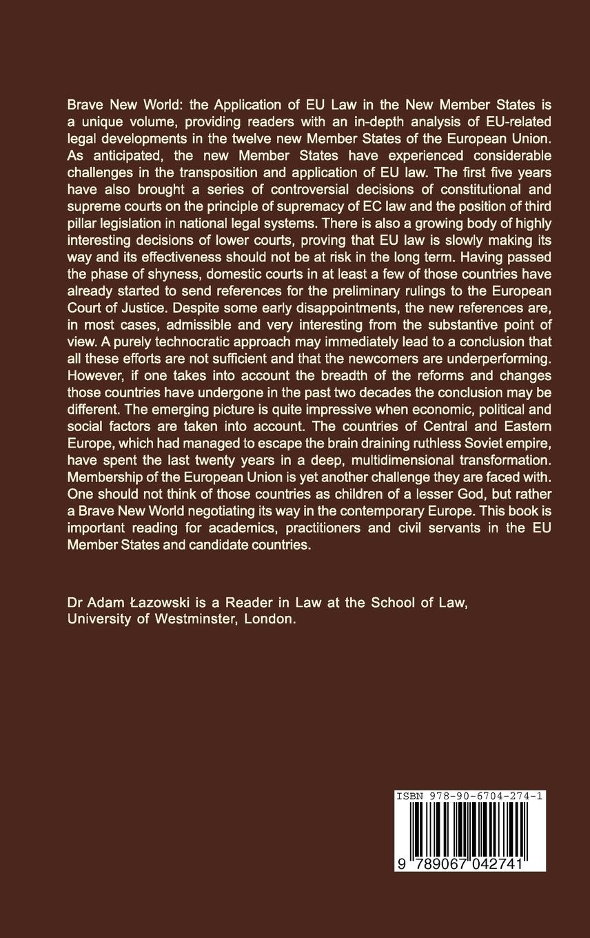 Rückseitencover The Application of EU Law in the New Member States