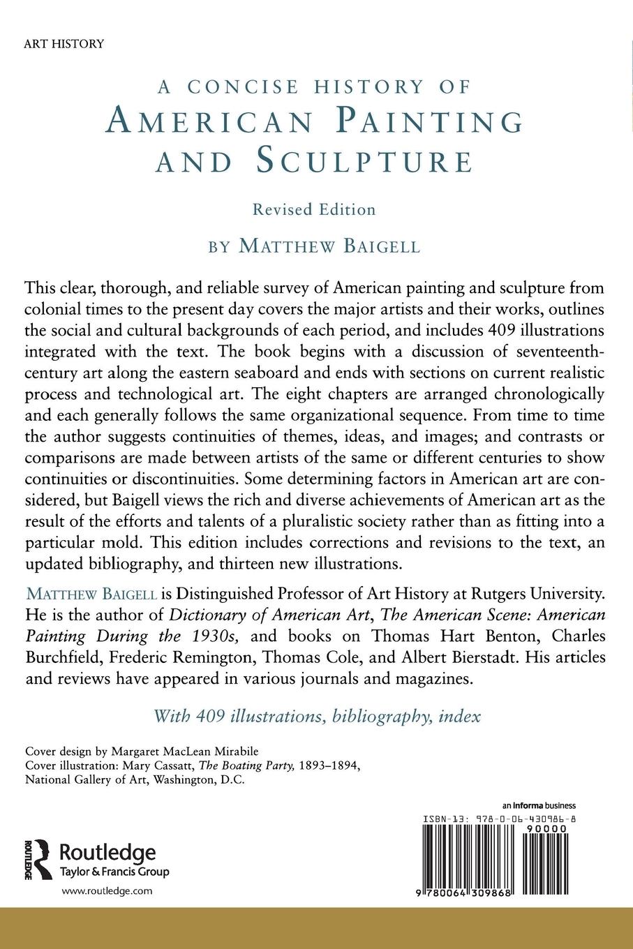 Rückseitencover A Concise History Of American Painting And Sculpture