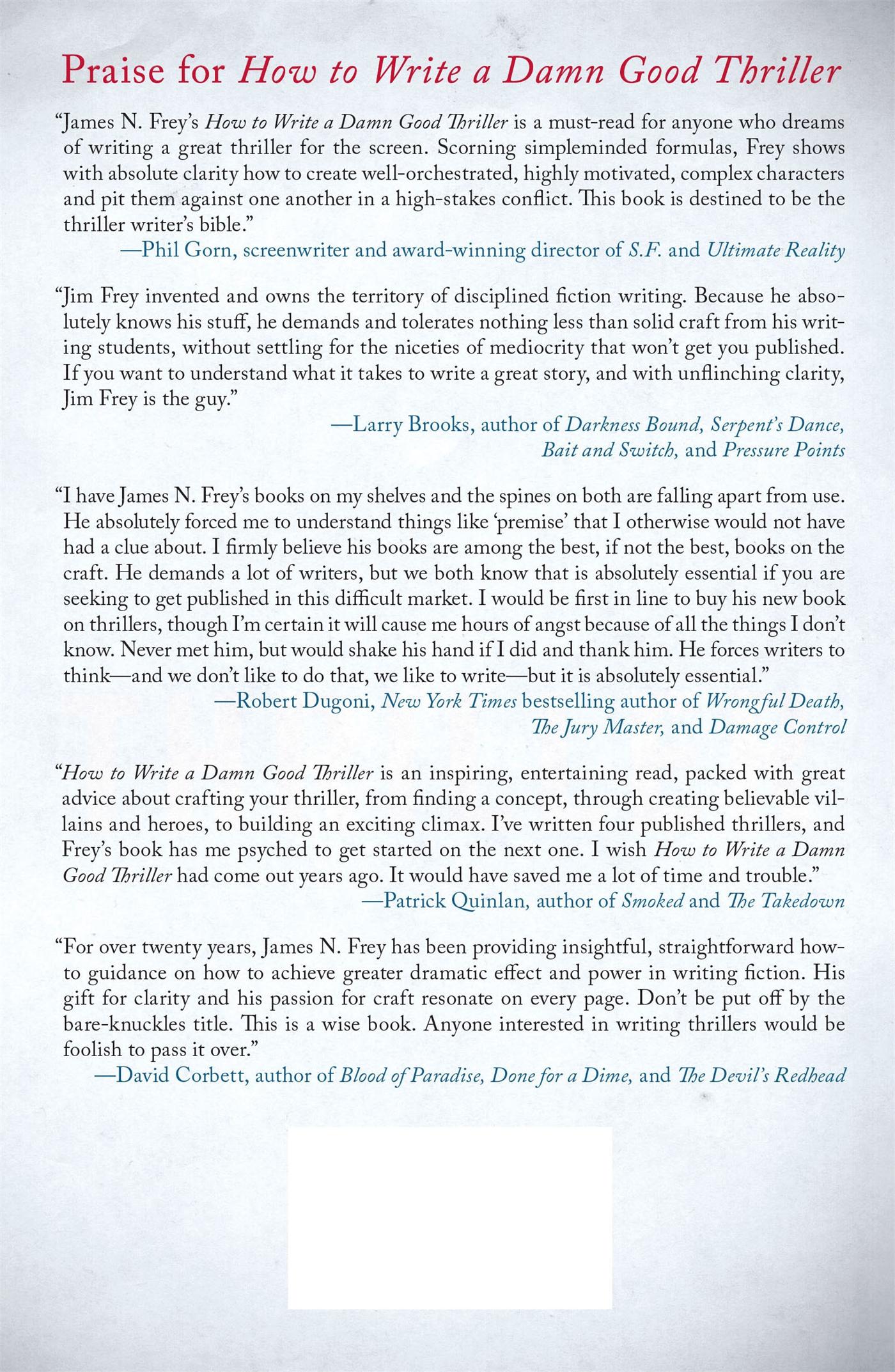 Rückseitencover How to Write a Damn Good Thriller