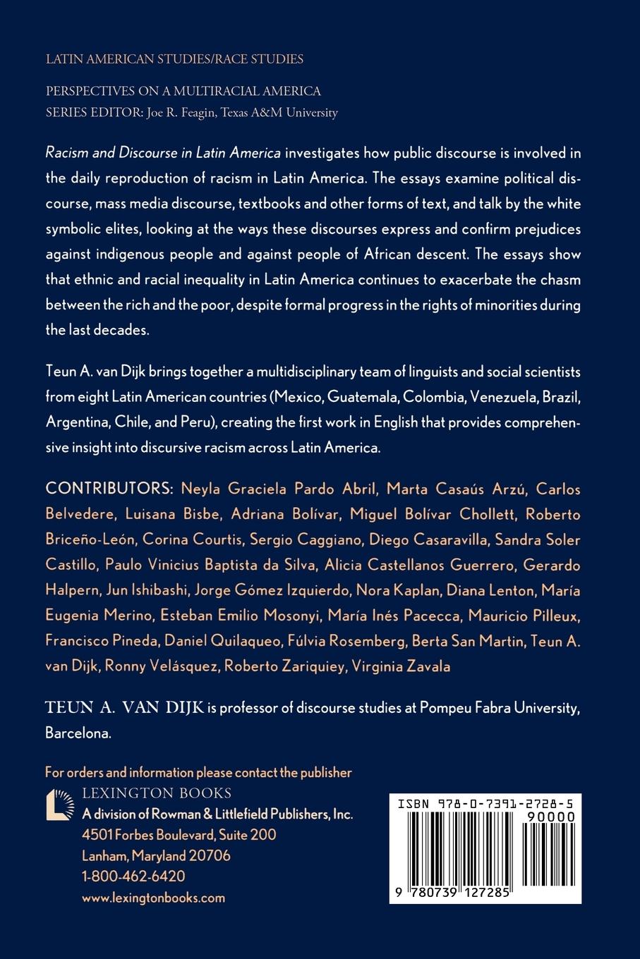 Rückseitencover Racism and Discourse in Latin America