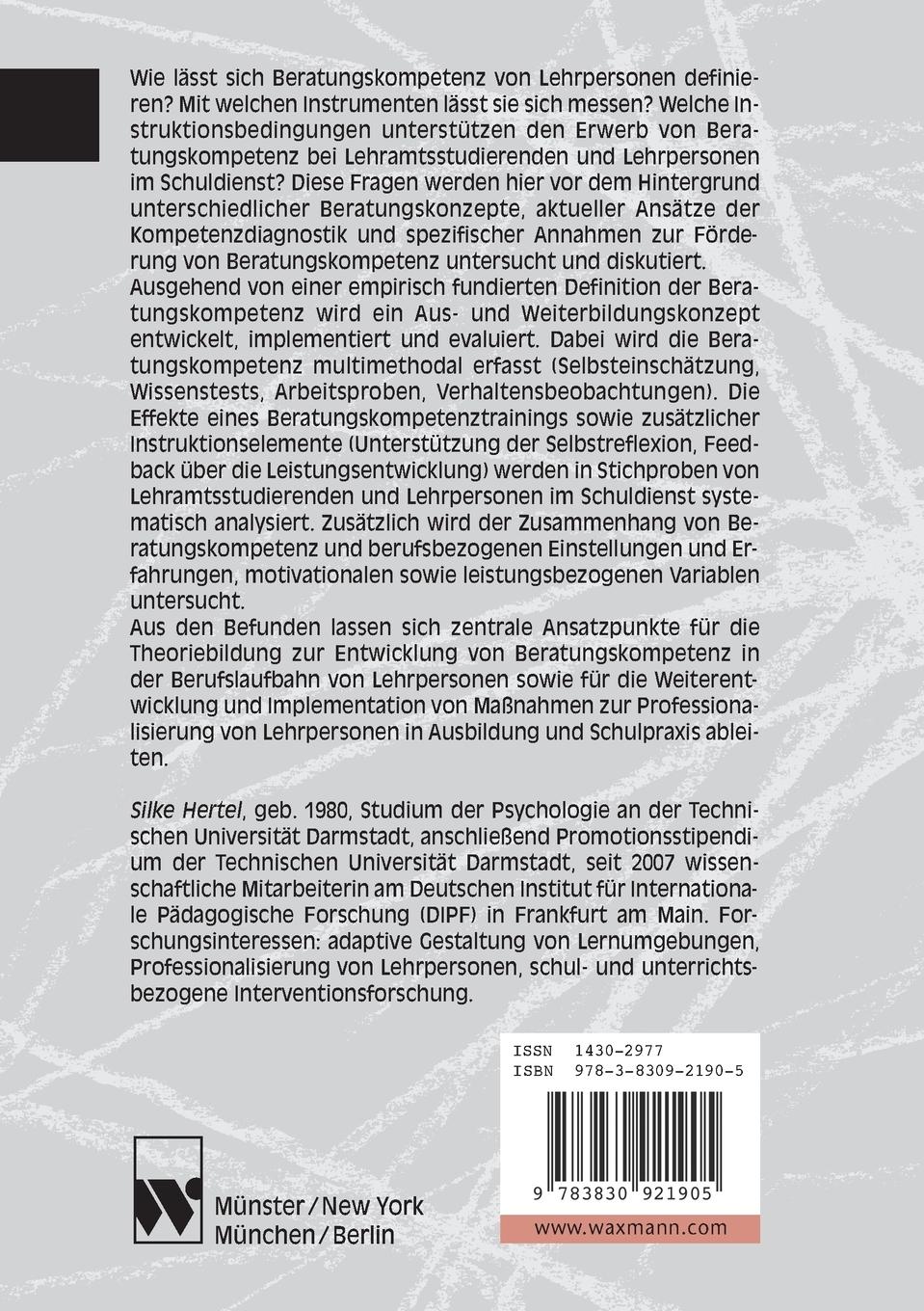 Rückseitencover Beratungskompetenz von Lehrern