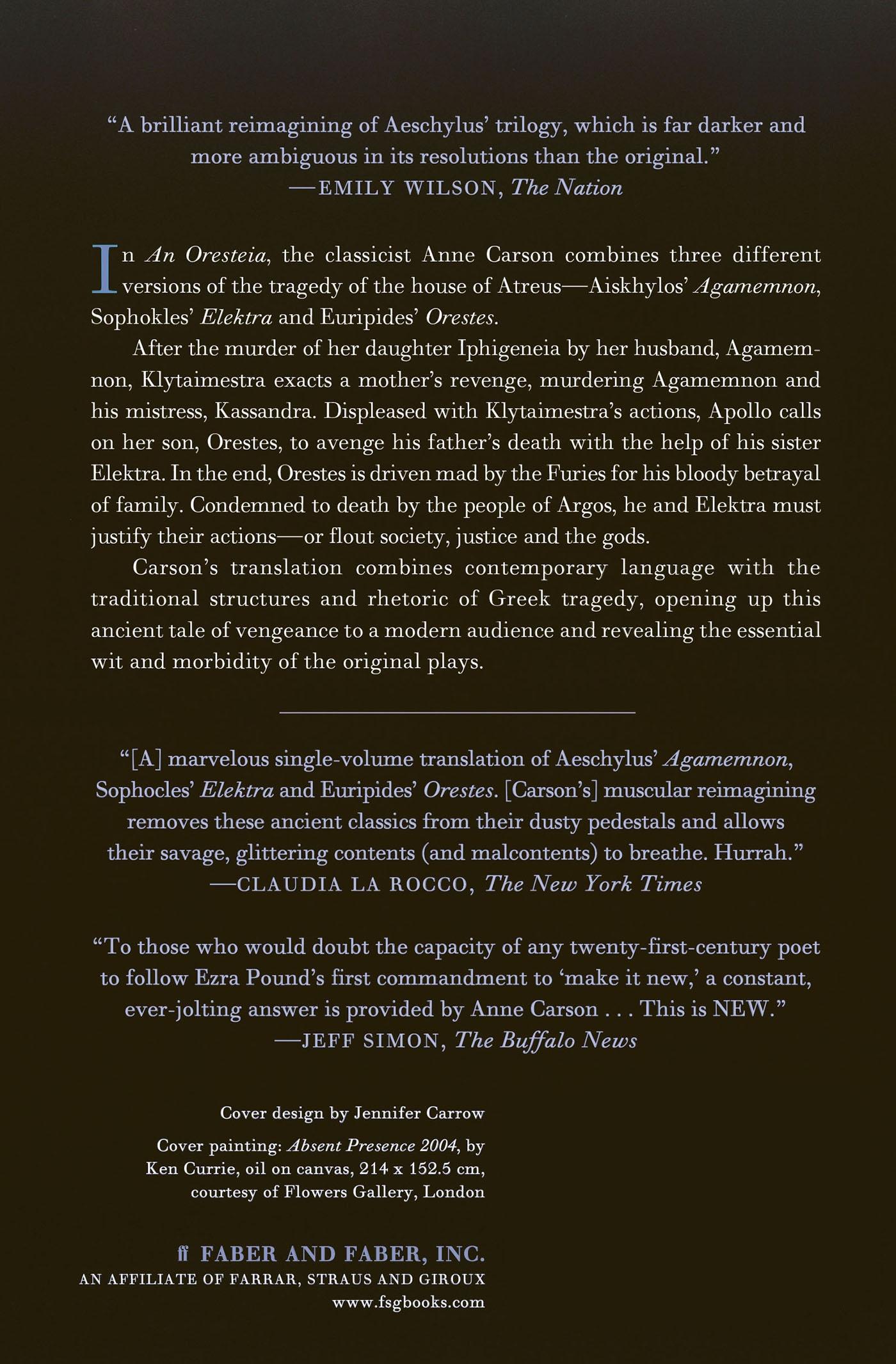 Rückseitencover An Oresteia