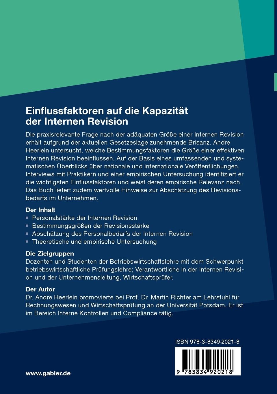 Rückseitencover Einflussfaktoren auf die Kapazität der Internen Revision