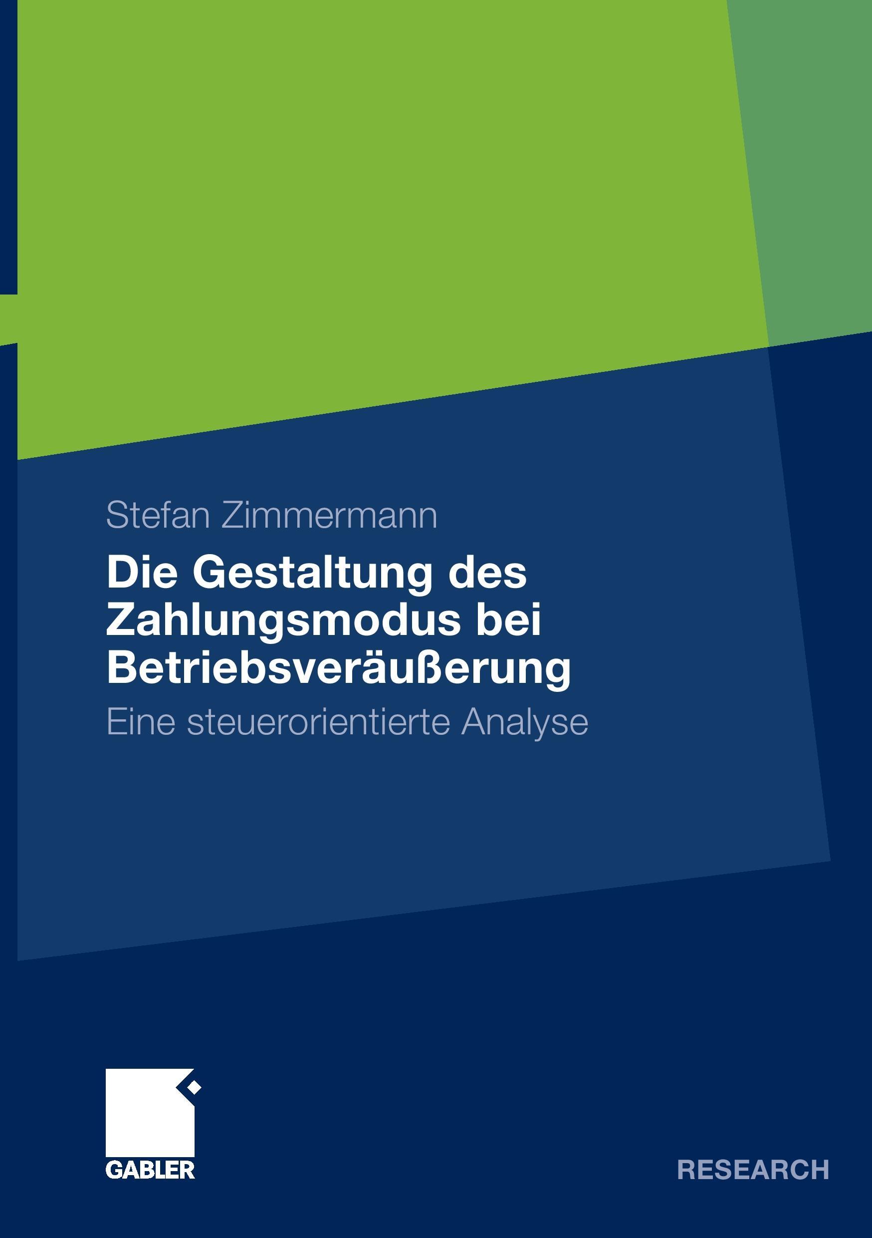 Vorderes Coverbild Die Gestaltung des Zahlungsmodus bei Betriebsveräußerung