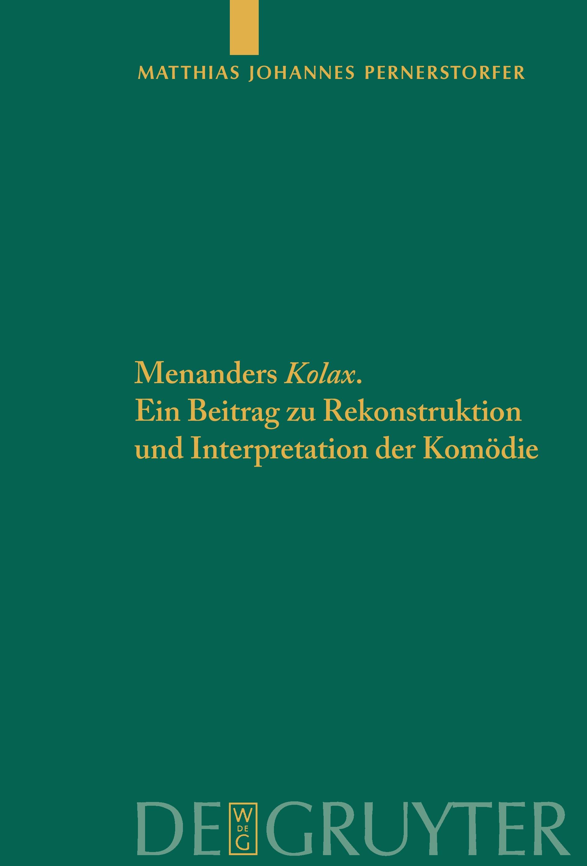 Vorderes Coverbild Menanders "Kolax"