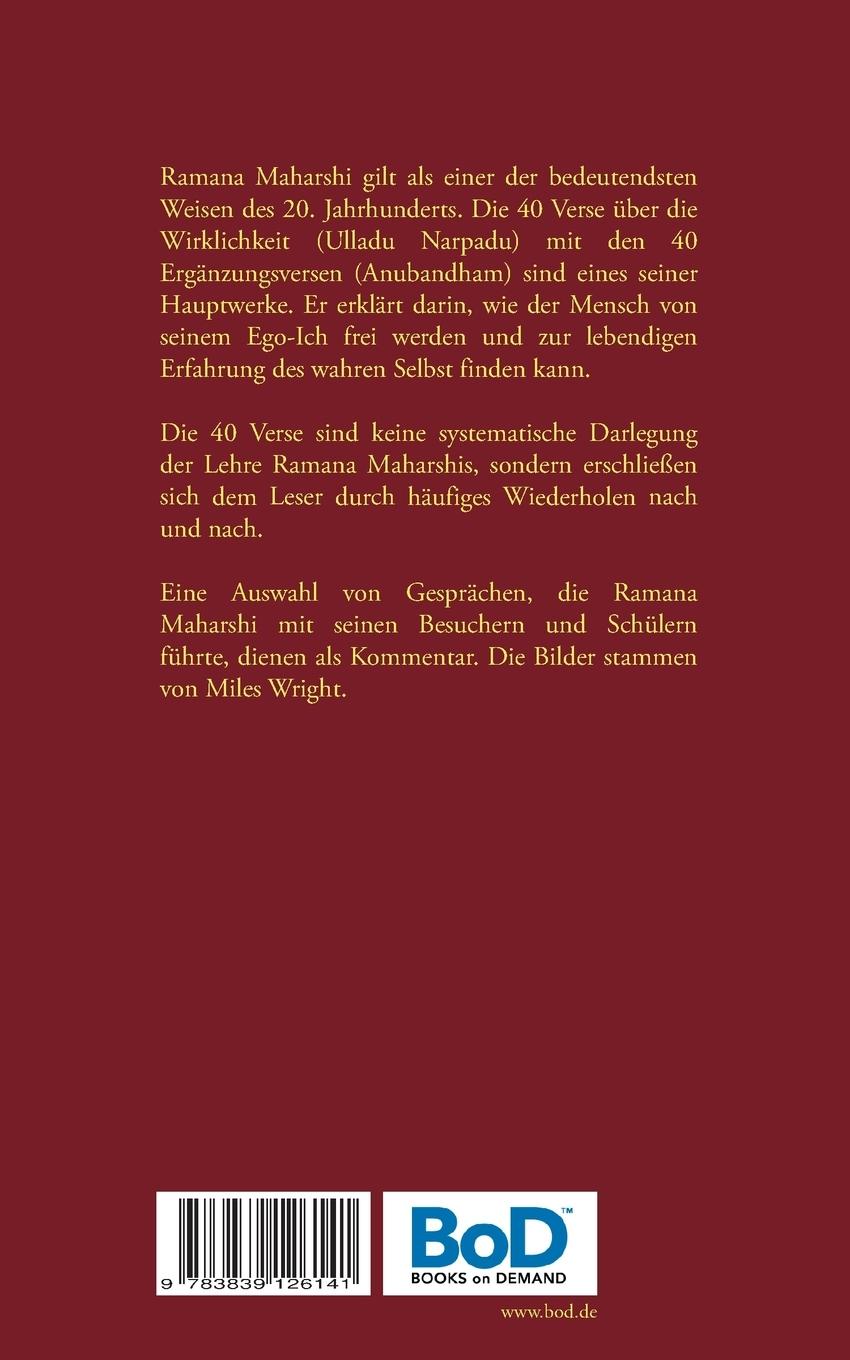 Rückseitencover Über die Wirklichkeit: Vierzig Verse mit Ergänzungsversen (Ulladu Narpadu mit Anubandham)