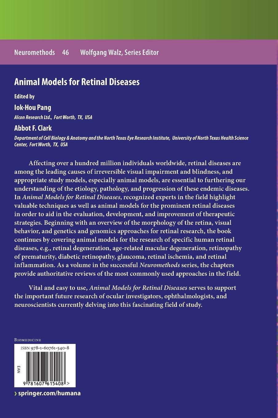 Rückseitencover Animal Models for Retinal Diseases
