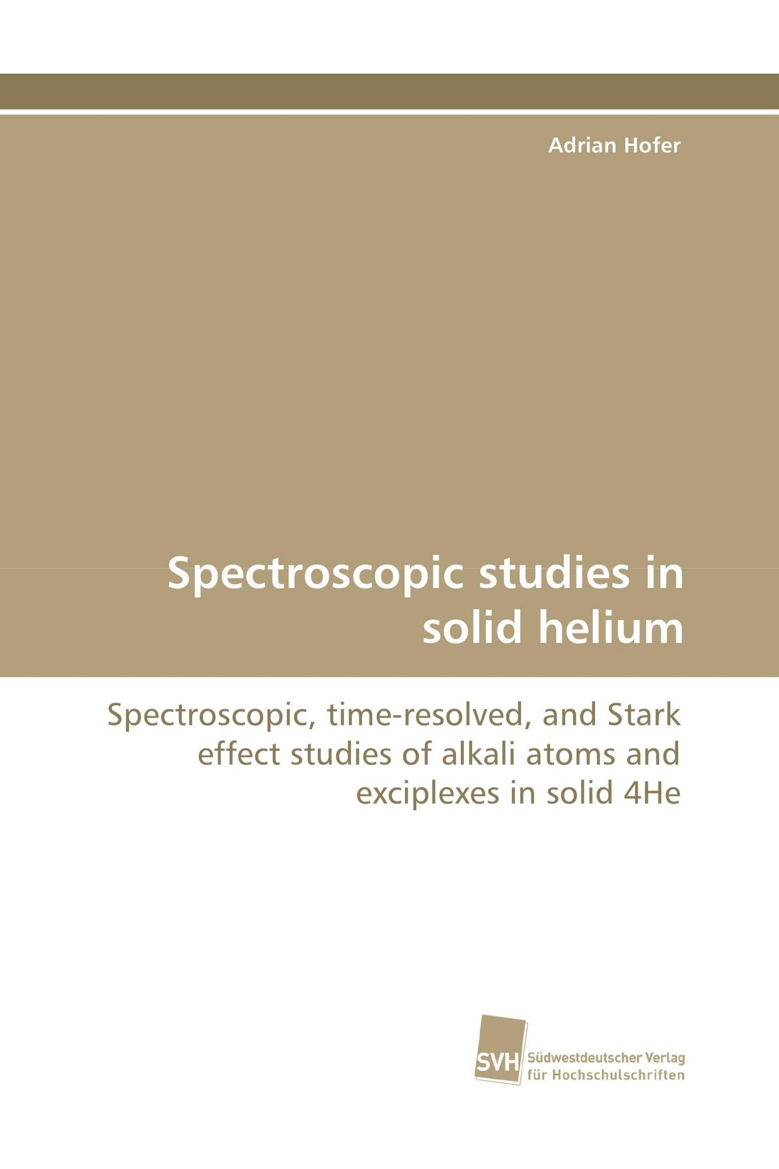 Vorderes Coverbild Spectroscopic studies in solid helium