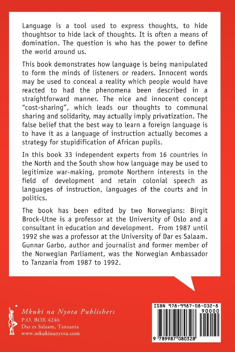 Rückseitencover Language and Power. The Implications of Language for Peace and Development