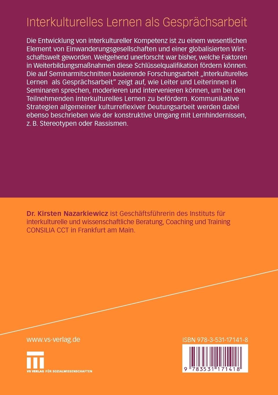 Rückseitencover Interkulturelles Lernen als Gesprächsarbeit