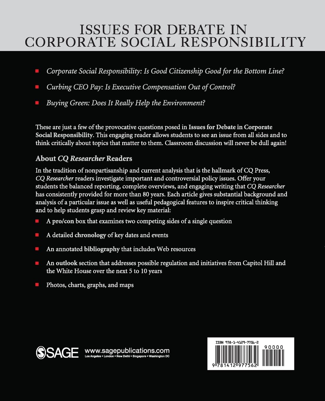 Rückseitencover Issues for Debate in Corporate Social Responsibility