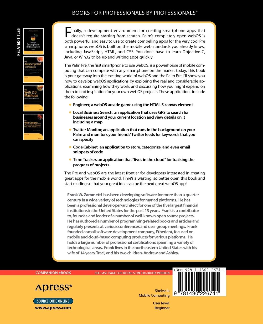 Rückseitencover Practical Palm Pre webOS Projects