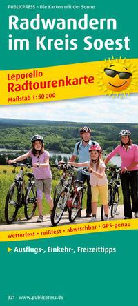 Vorderes Coverbild Leporello-Radwanderkarte Radwandern im Kreis Soest 1 : 50 000