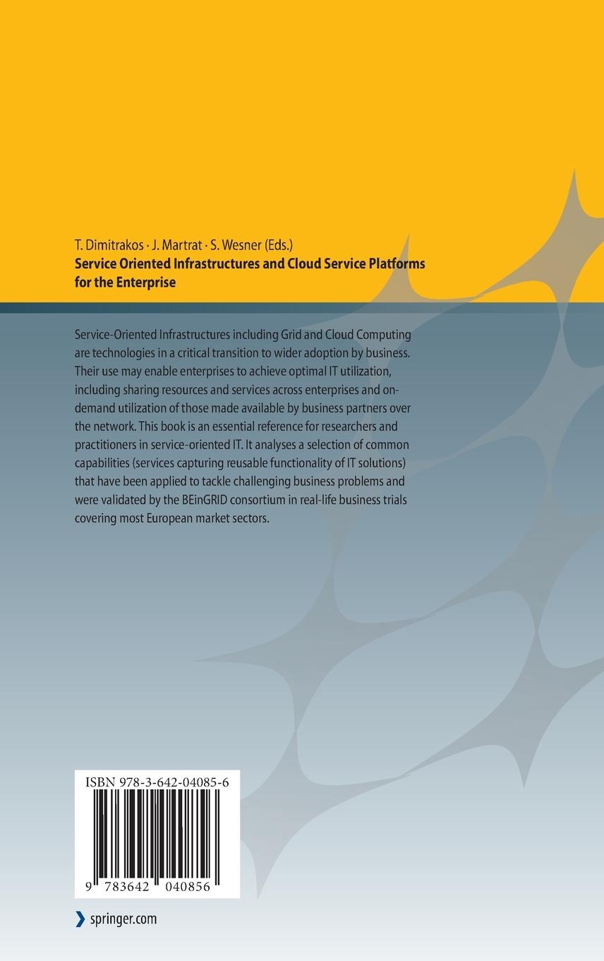 Rückseitencover Service Oriented Infrastructures and Cloud Service Platforms for the Enterprise