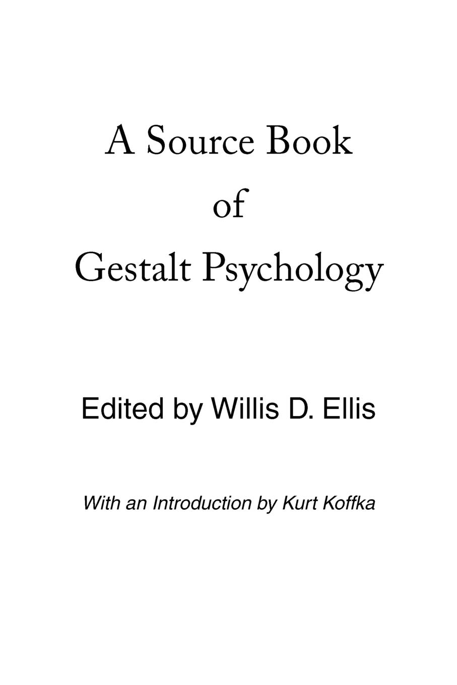 Vorderes Coverbild A Source Book of Gestalt Psychology