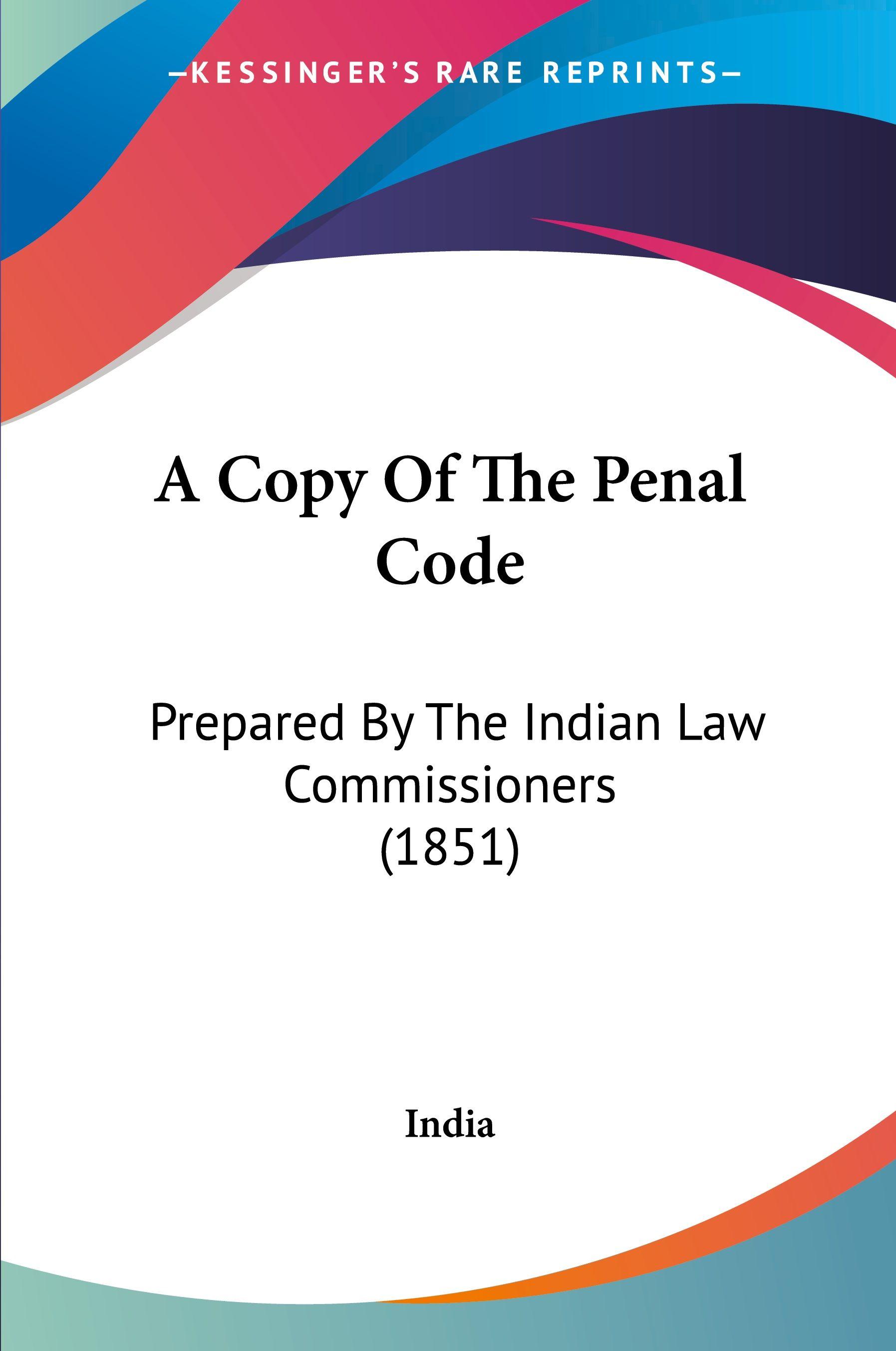 Vorderes Coverbild A Copy Of The Penal Code