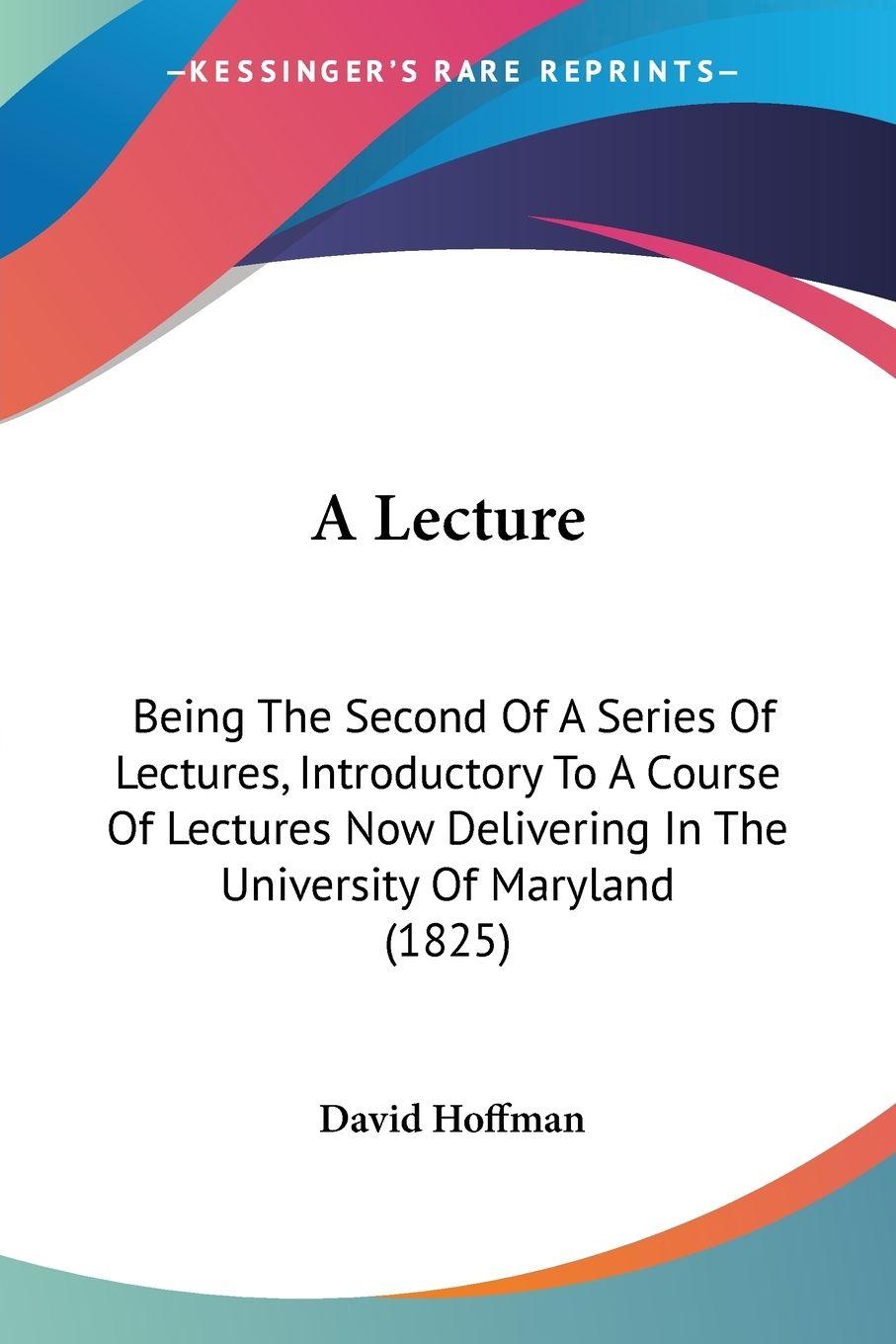 Vorderes Coverbild A Lecture
