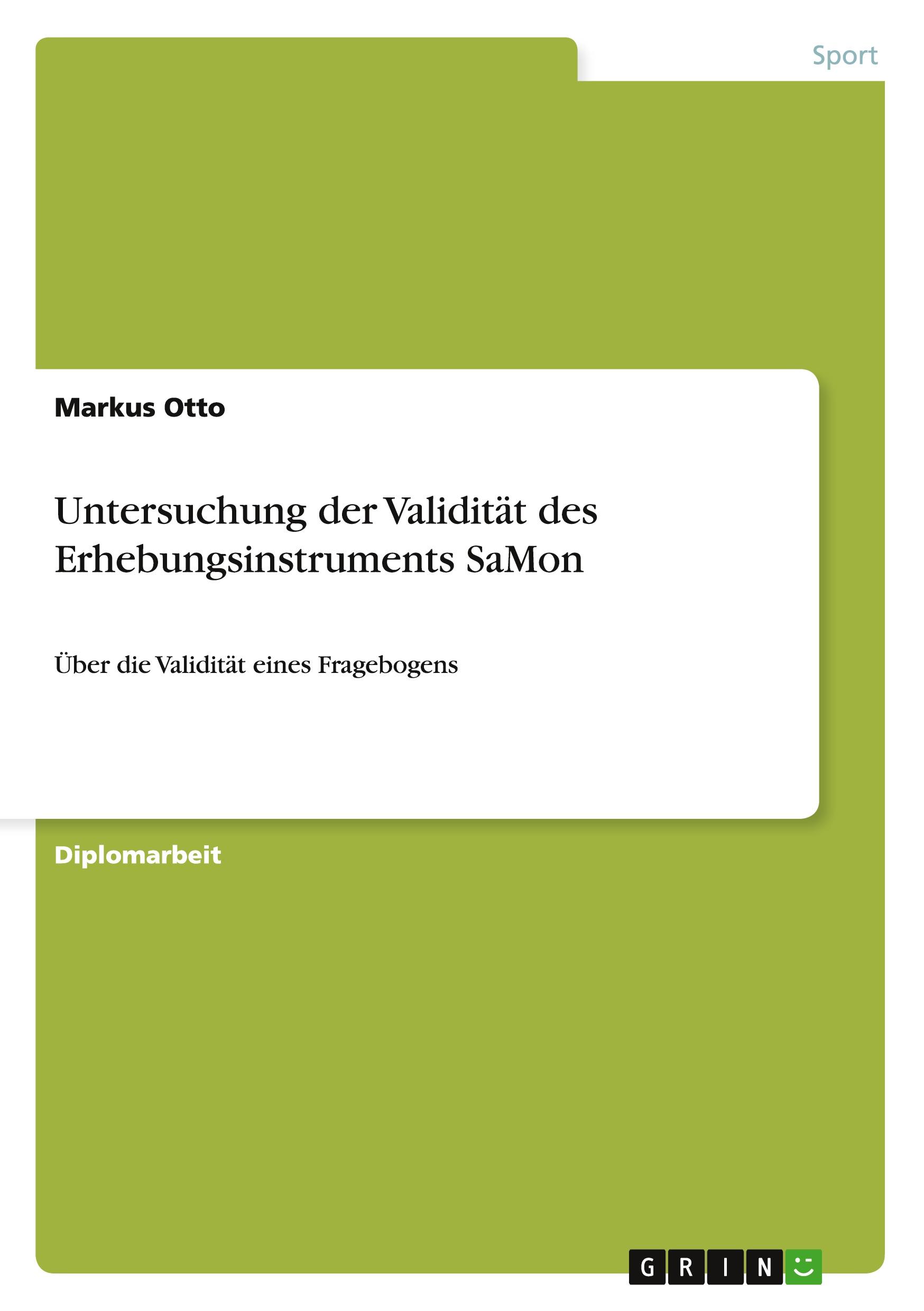 Vorderes Coverbild Untersuchung der Validität des Erhebungsinstruments SaMon