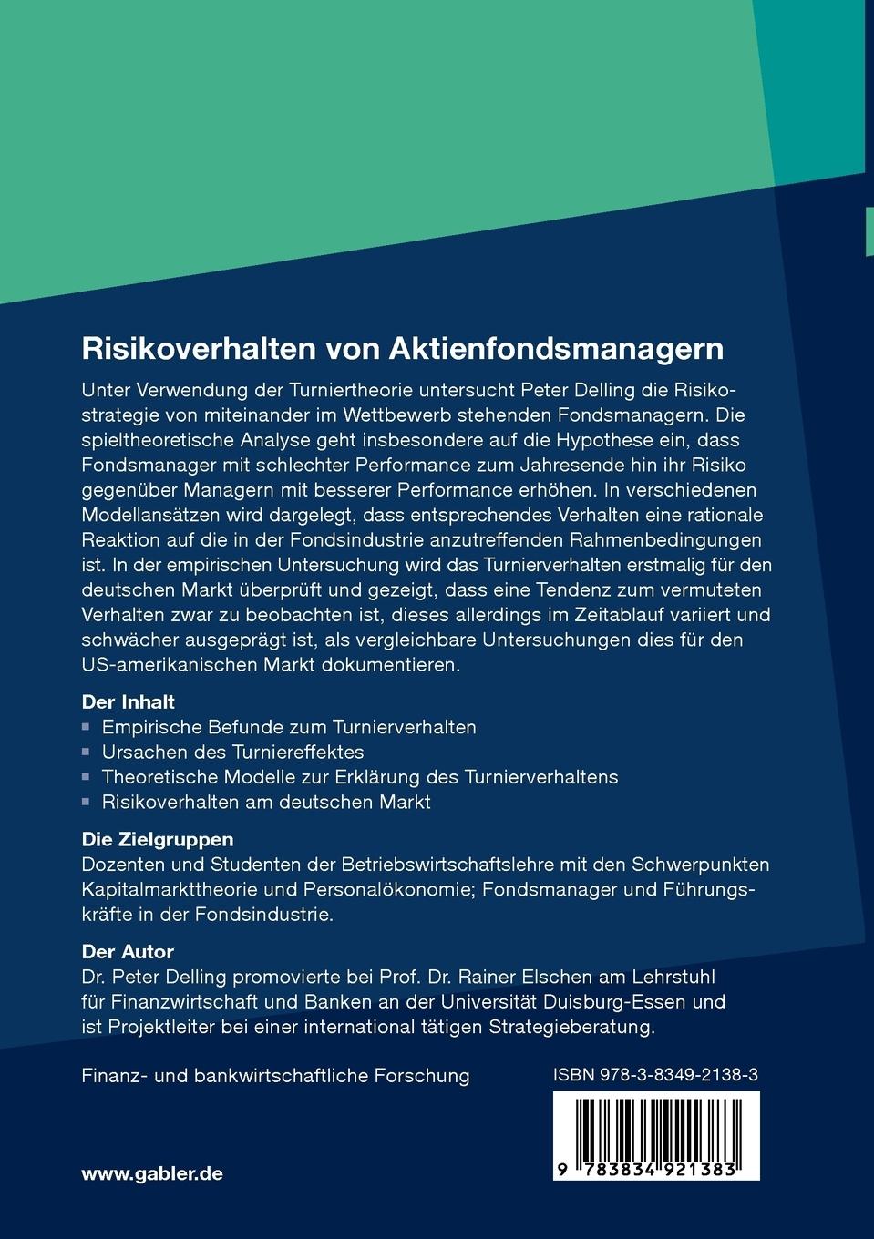 Rückseitencover Risikoverhalten von Aktienfondsmanagern