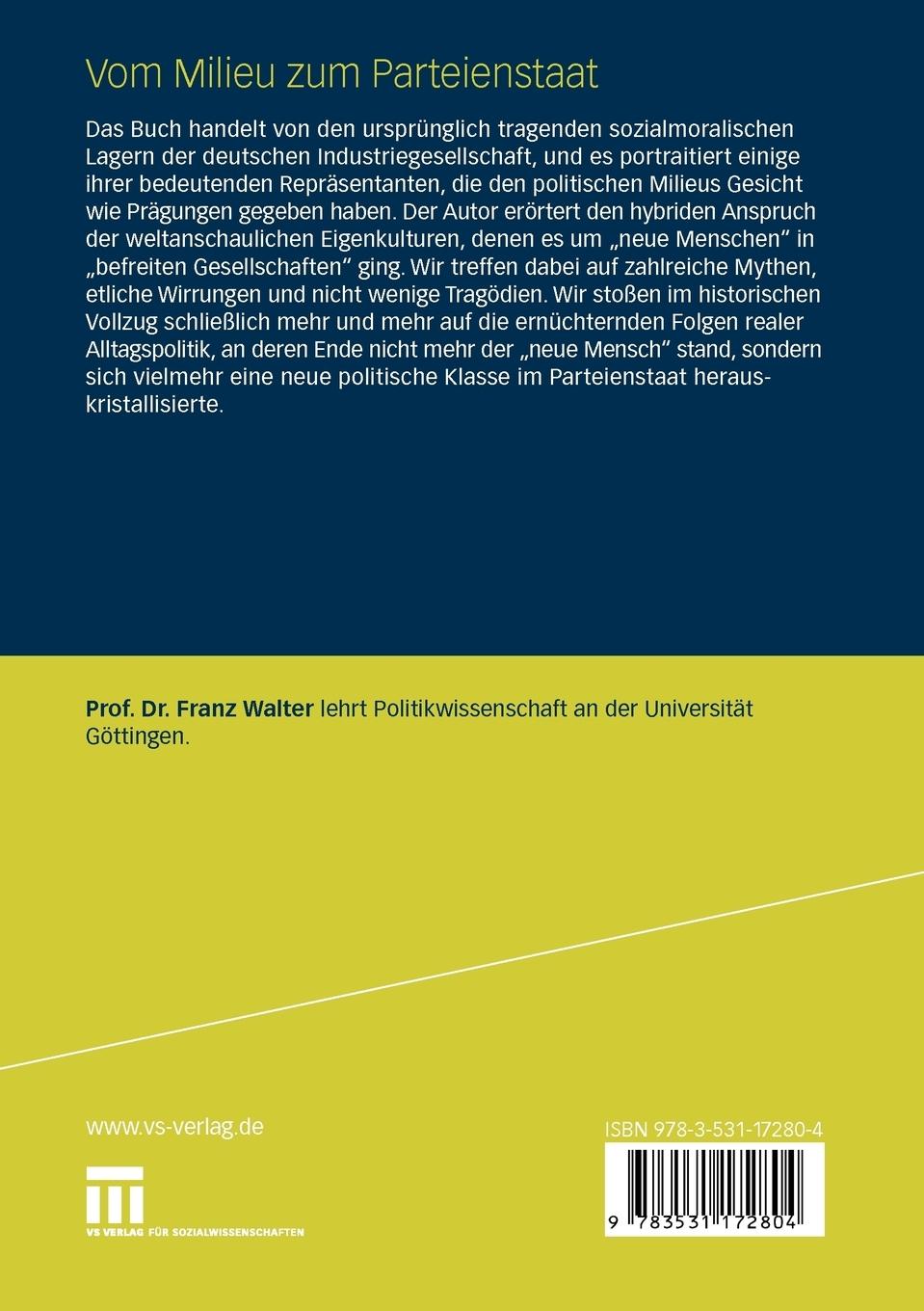 Rückseitencover Vom Milieu zum Parteienstaat