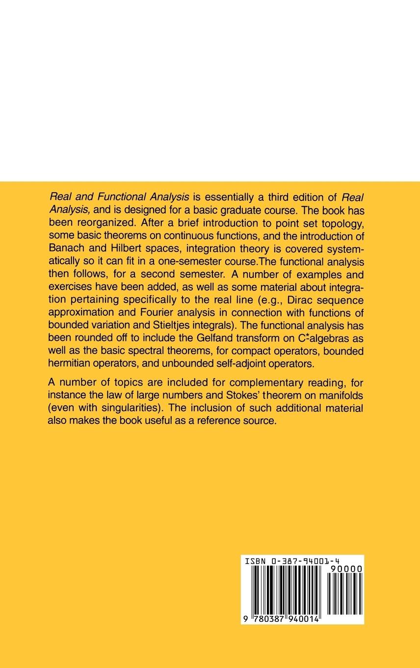 Rückseitencover Real and Functional Analysis