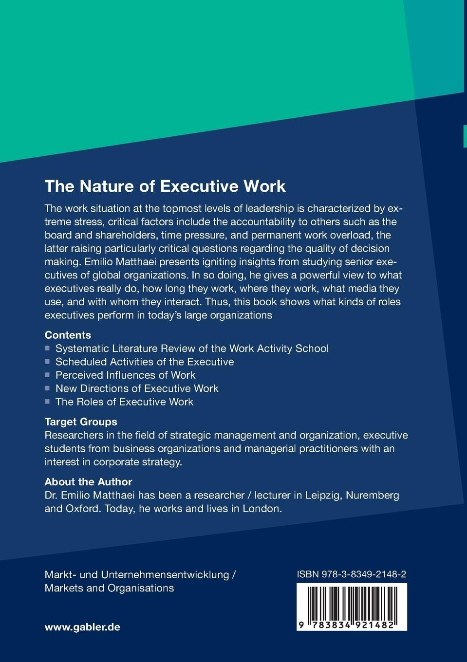 Rückseitencover The Nature of Executive Work