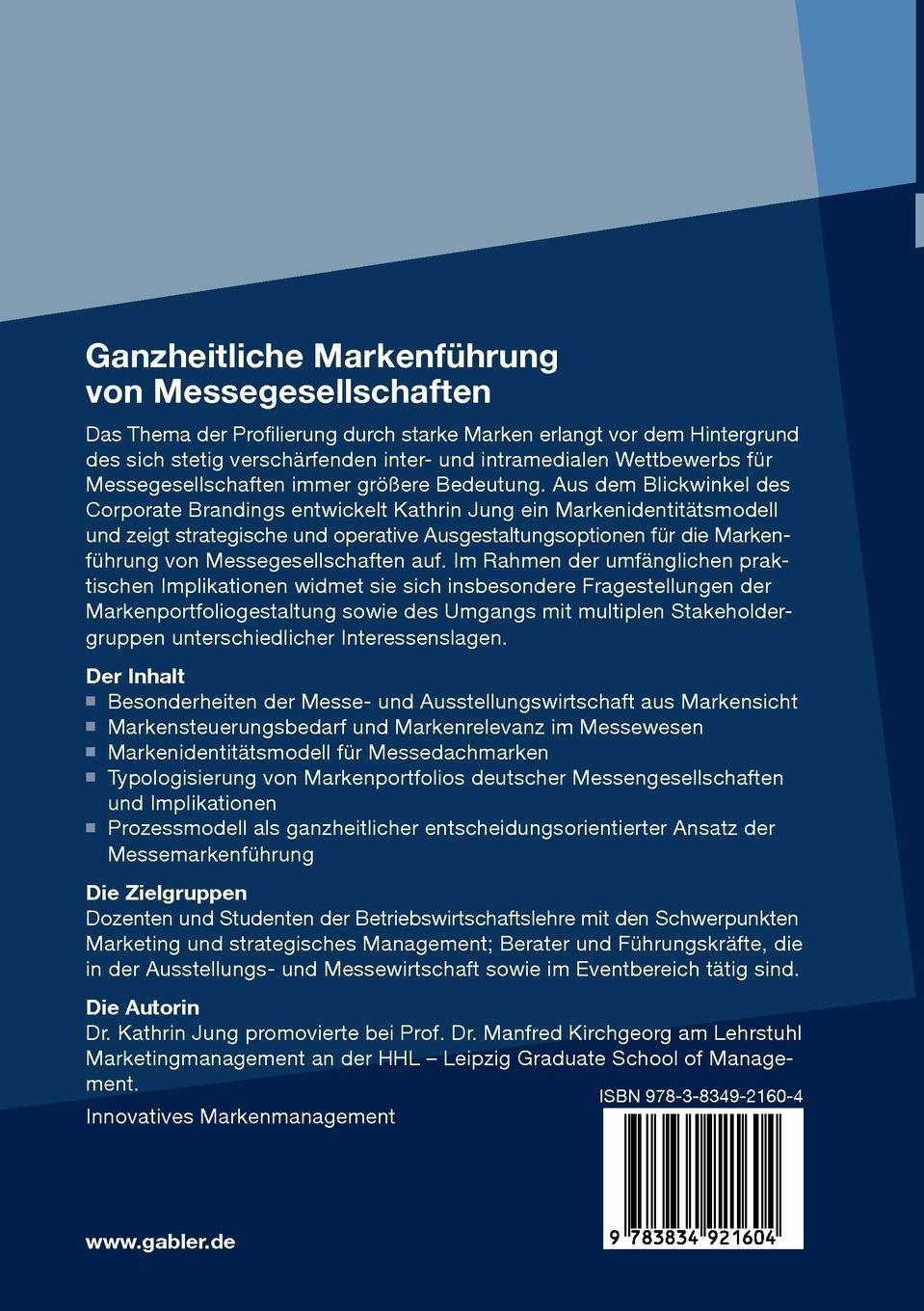 Rückseitencover Ganzheitliche Markenführung von Messegesellschaften