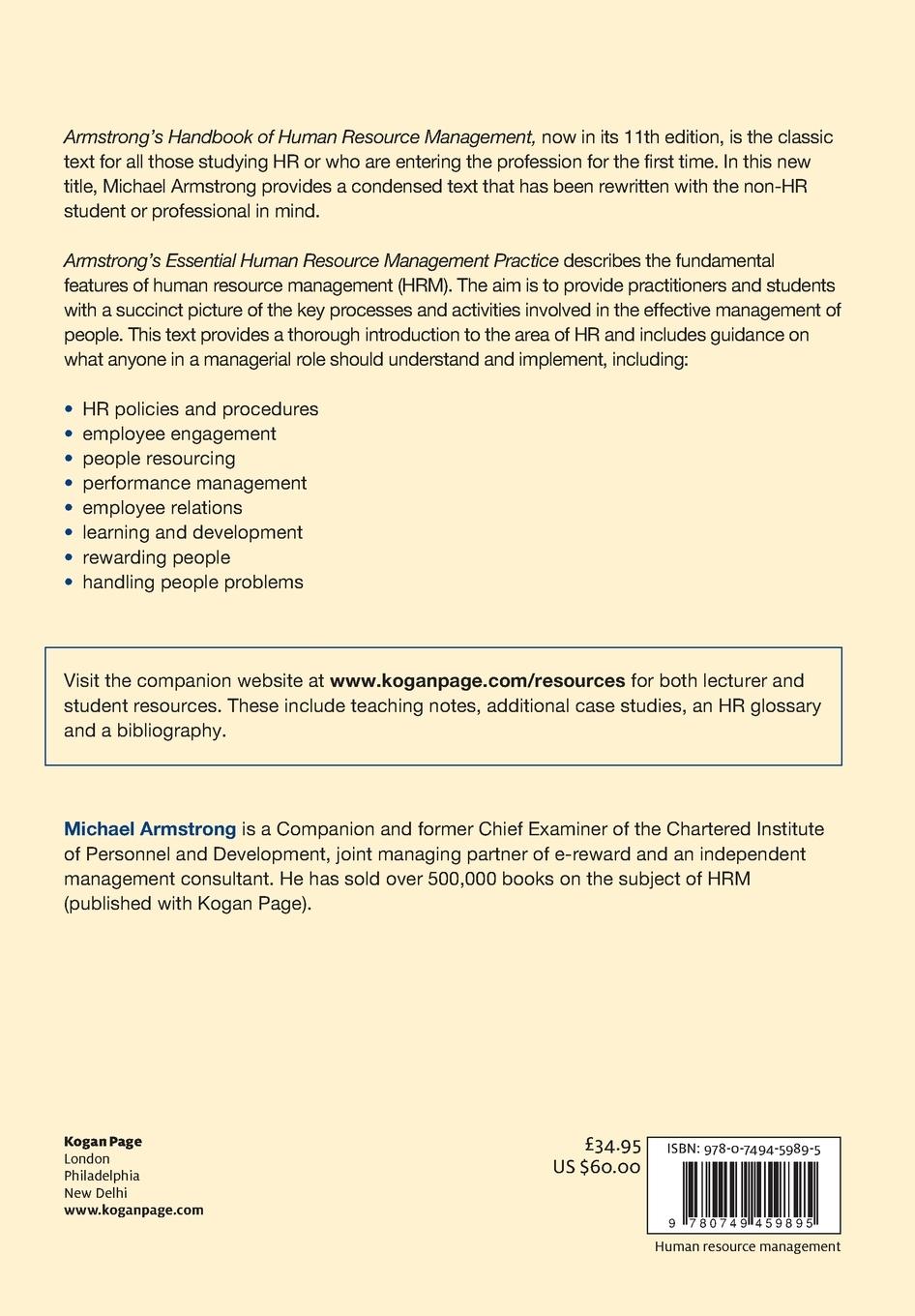 Rückseitencover Armstrong's Essential Human Resource Management Practice