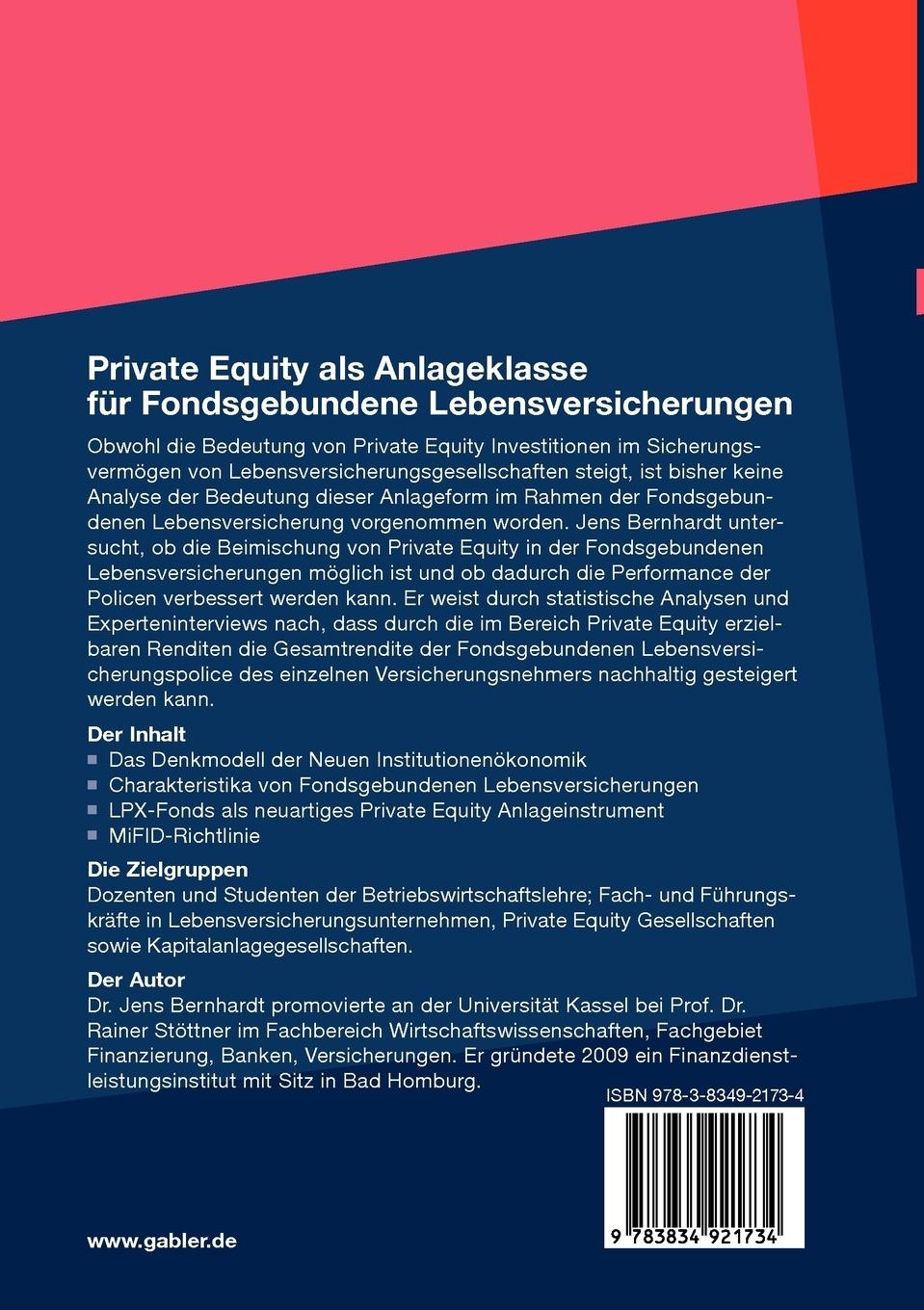 Rückseitencover Private Equity als Anlageklasse für Fondsgebundene Lebensversicherungen