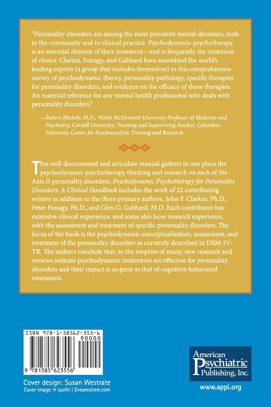 Rückseitencover Psychodynamic Psychotherapy for Personality Disorders