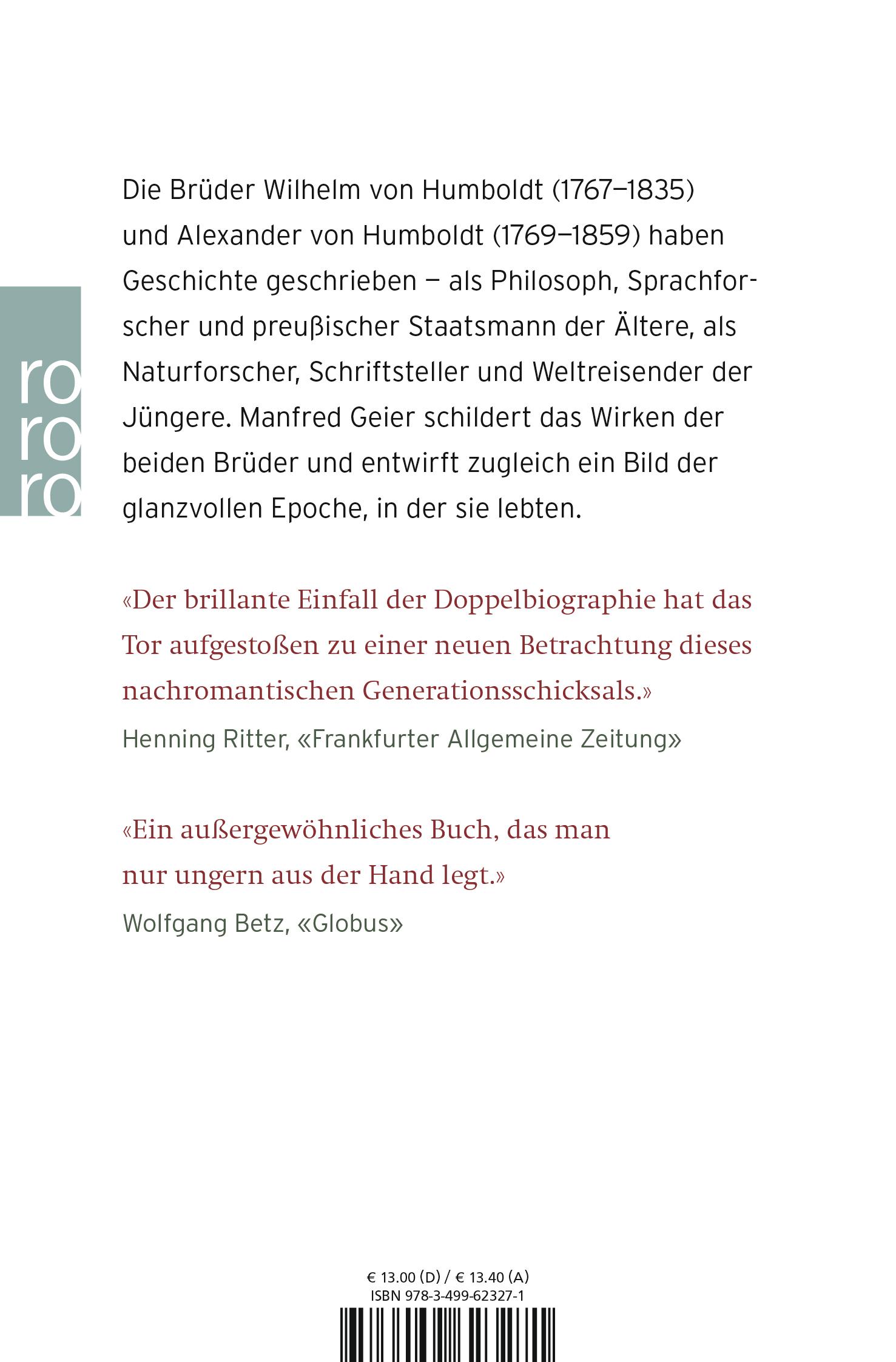 Rückseitencover Die Brüder Humboldt