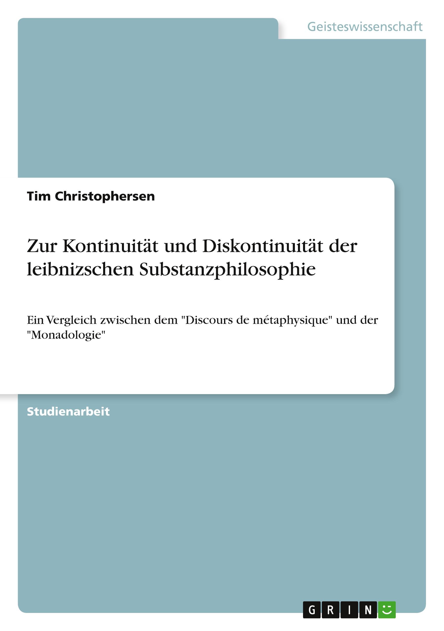 Vorderes Coverbild Zur Kontinuität und Diskontinuität der leibnizschen Substanzphilosophie