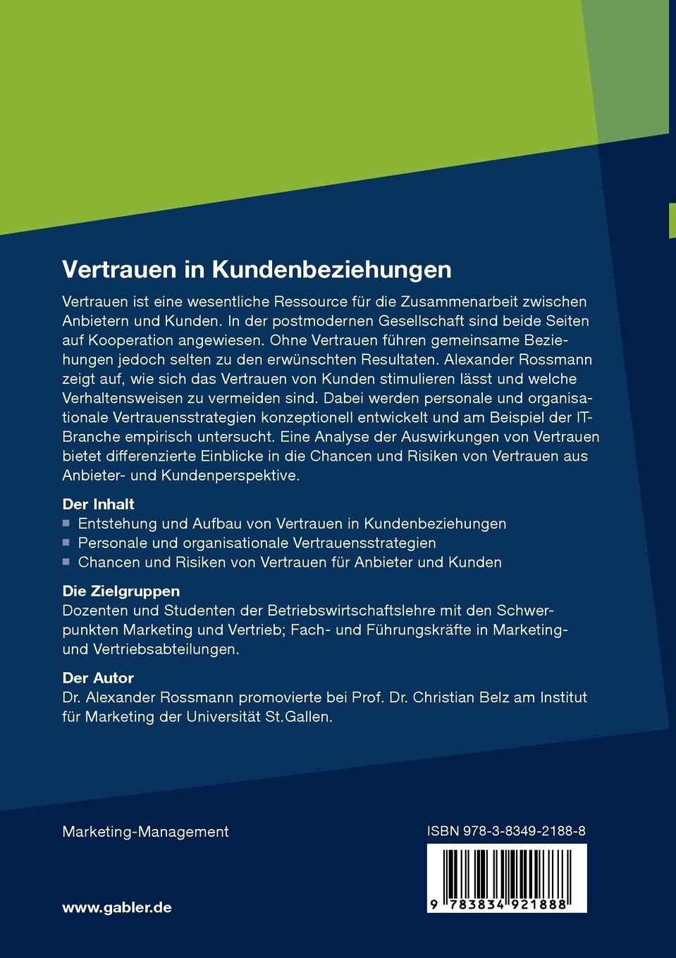 Rückseitencover Vertrauen in Kundenbeziehungen