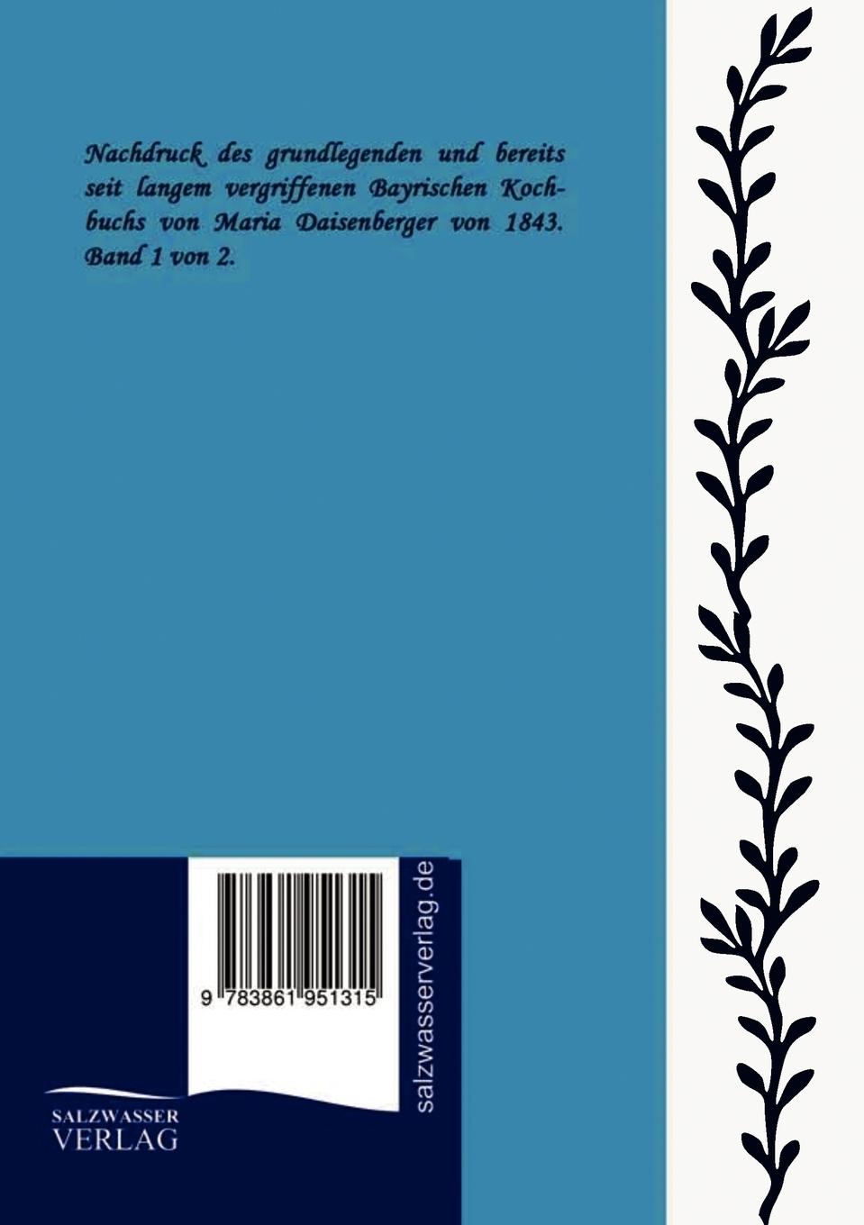 Rückseitencover Bayrisches Kochbuch von 1843