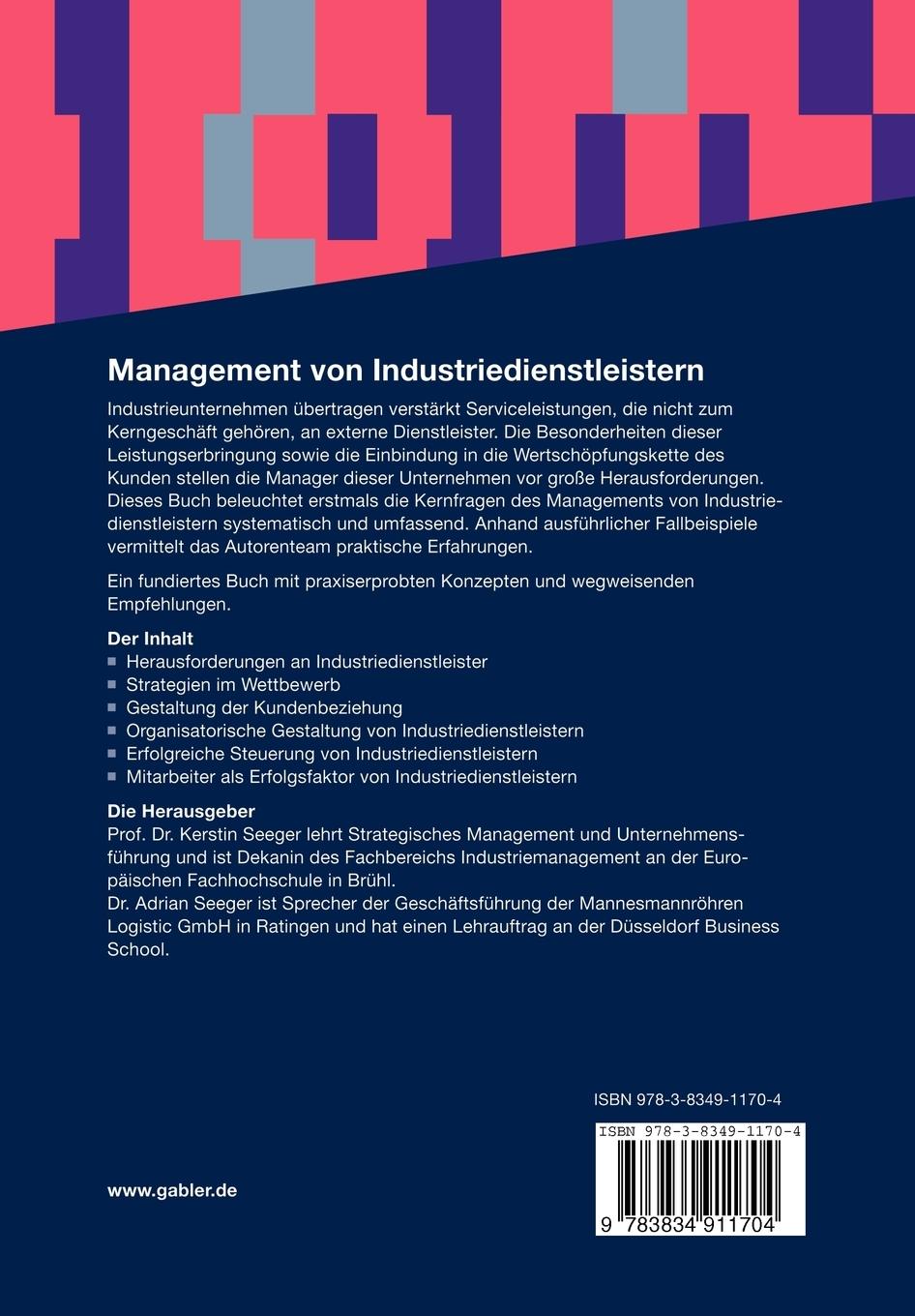Rückseitencover Management von Industriedienstleistern