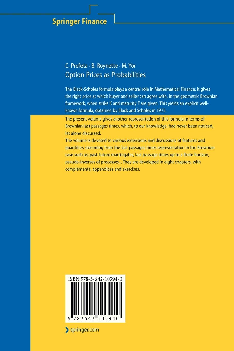 Rückseitencover Option Prices as Probabilities