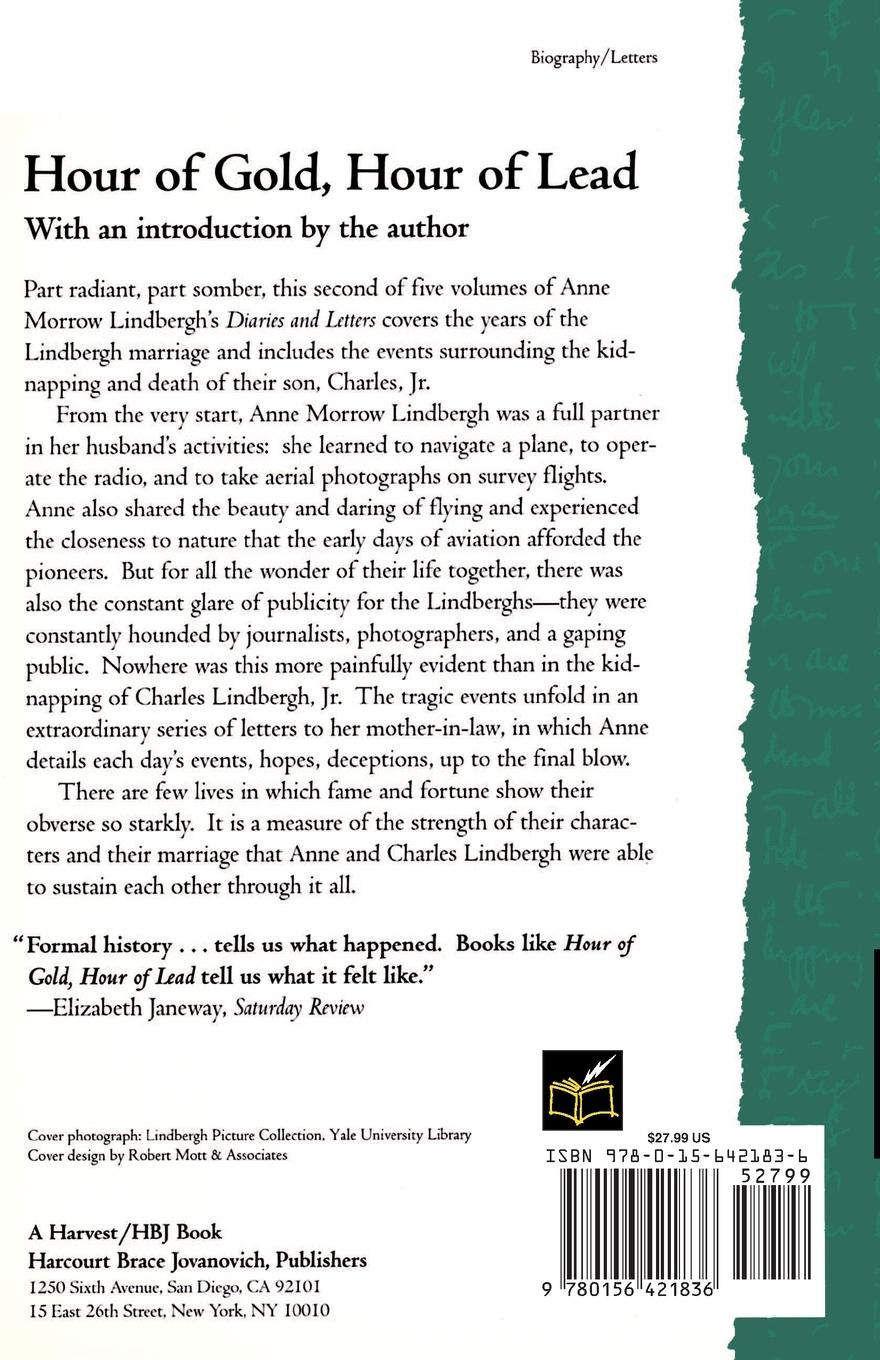 Rückseitencover Hour of Gold, Hour of Lead