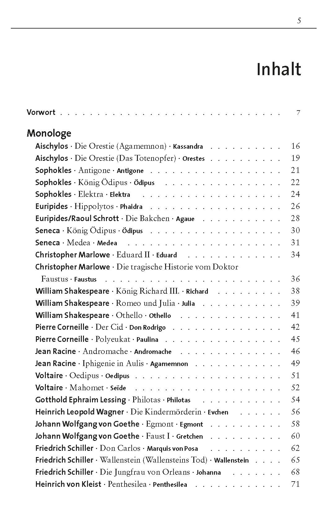 Beispielinhalt (Bild) 55 tragische Monologe