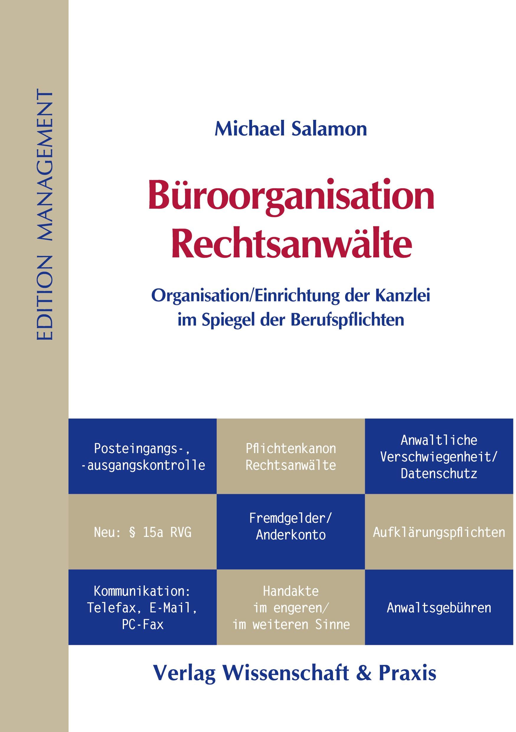 Vorderes Coverbild Büroorganisation Rechtsanwälte.