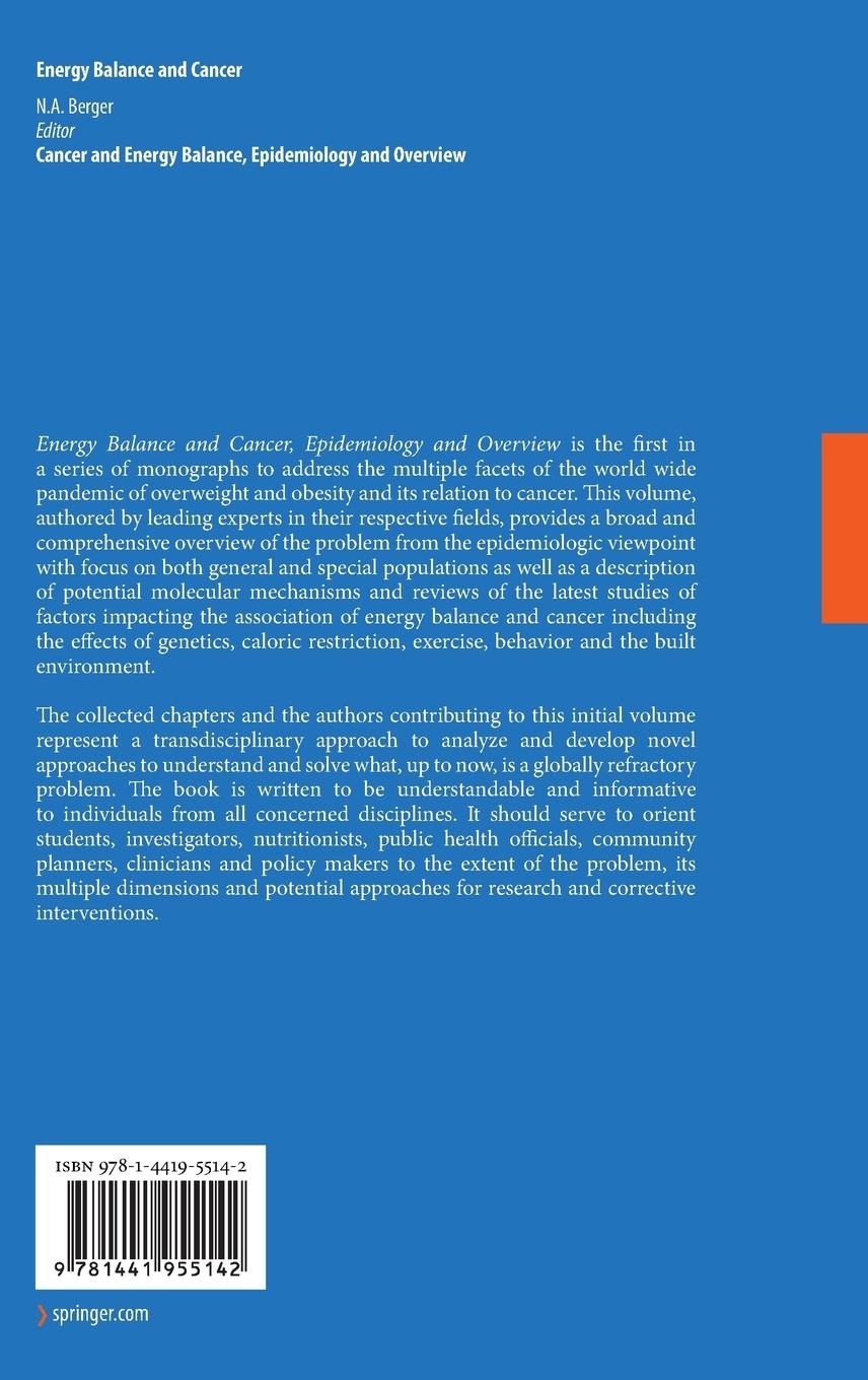 Rückseitencover Cancer and Energy Balance, Epidemiology and Overview