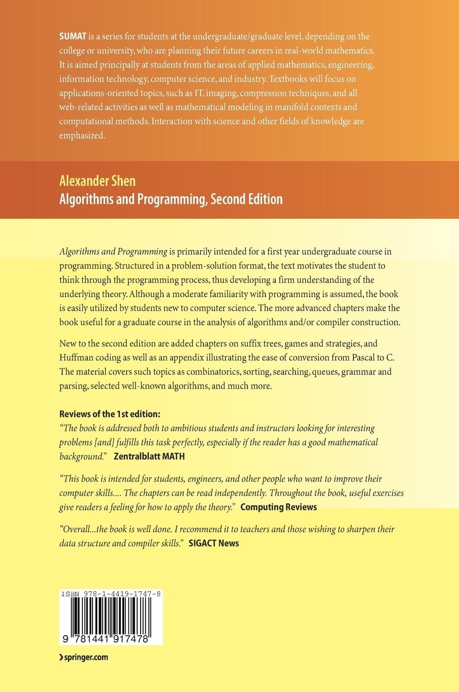 Rückseitencover Algorithms and Programming