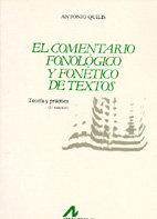 Vorderes Coverbild El comentario fonológico y fonético de textos : teoría y práctica